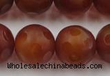 CAG3667 15.5 inches 20mm carved round matte red agate beads