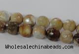 CAG3862 15.5 inches 8mm faceted round fire crackle agate beads