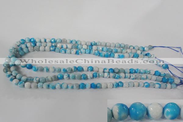 CAG3871 15.5 inches 6mm faceted round fire crackle agate beads