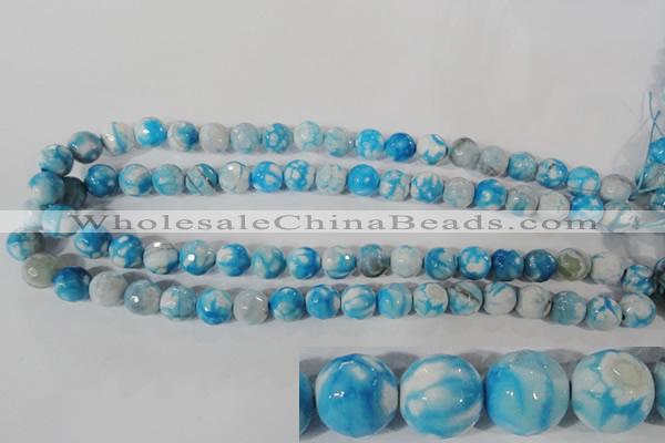 CAG3873 15.5 inches 10mm faceted round fire crackle agate beads