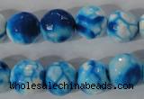 CAG3874 15.5 inches 12mm faceted round fire crackle agate beads