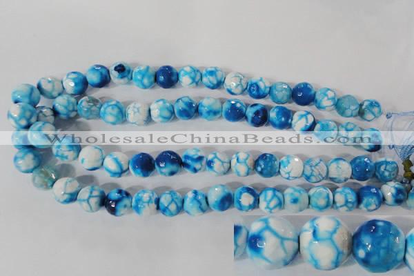 CAG3874 15.5 inches 12mm faceted round fire crackle agate beads