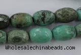 CAG3919 15.5 inches 10*14mm faceted rice green grass agate beads