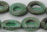 CAG3945 15.5 inches 13*18mm oval donut green grass agate beads