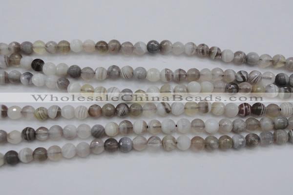 CAG3955 15.5 inches 6mm faceted round grey botswana agate beads