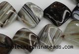 CAG4040 15.5 inches 15*15mm twisted diamond black agate beads