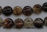 CAG4061 15.5 inches 10mm flat round dragon veins agate beads