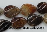 CAG4096 15.5 inches 13*18mm twisted flat teardrop dragon veins agate beads