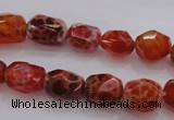 CAG4175 15.5 inches 9*12mm faceted nuggets natural fire agate beads