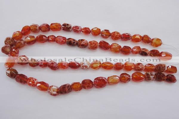 CAG4175 15.5 inches 9*12mm faceted nuggets natural fire agate beads