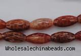 CAG4195 15.5 inches 8*16mm faceted rice natural fire agate beads