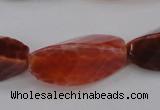 CAG4202 10*20mm faceted & twisted trihedron natural fire agate beads