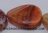 CAG4248 15.5 inches 30*40mm twisted flat teardrop natural fire agate beads