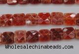 CAG4250 15.5 inches 8*8mm faceted square natural fire agate beads