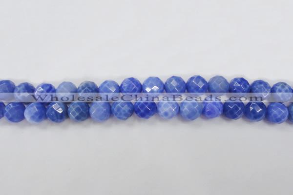 CAG4313 15.5 inches 10mm faceted round dyed blue fire agate beads