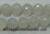 CAG4350 15.5 inches 8mm faceted round white agate beads wholesale