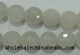 CAG4351 15.5 inches 10mm faceted round white agate beads wholesale