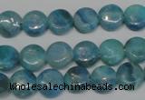 CAG4420 15.5 inches 10mm flat round dyed blue lace agate beads