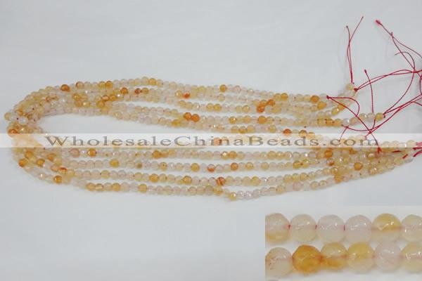 CAG4480 15.5 inches 4mm faceted round fire crackle agate beads