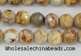 CAG4482 15.5 inches 6mm faceted round fire crackle agate beads