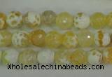 CAG4502 15.5 inches 8mm faceted round fire crackle agate beads