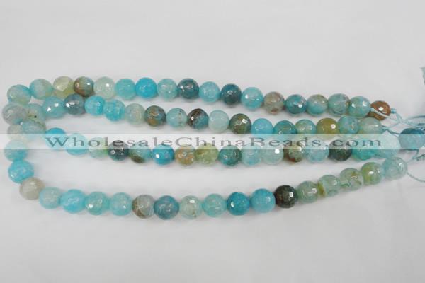 CAG4518 15.5 inches 10mm faceted round fire crackle agate beads