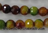 CAG4520 15.5 inches 10mm faceted round fire crackle agate beads