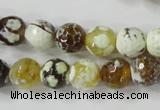 CAG4523 15.5 inches 10mm faceted round fire crackle agate beads