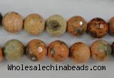 CAG4529 15.5 inches 10mm faceted round fire crackle agate beads