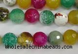 CAG4531 15.5 inches 10mm faceted round fire crackle agate beads