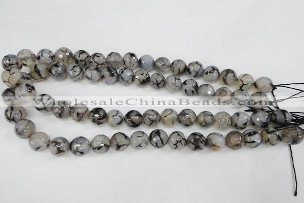 CAG4540 15.5 inches 12mm faceted round fire crackle agate beads