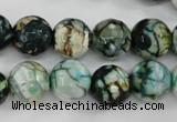 CAG4545 15.5 inches 12mm faceted round fire crackle agate beads