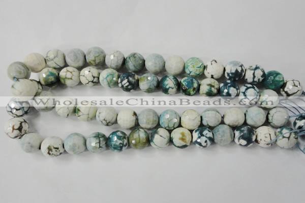 CAG4562 15.5 inches 14mm faceted round fire crackle agate beads