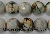 CAG4575 15.5 inches 16mm faceted round fire crackle agate beads