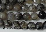 CAG4600 15.5 inches 4mm faceted round fire crackle agate beads