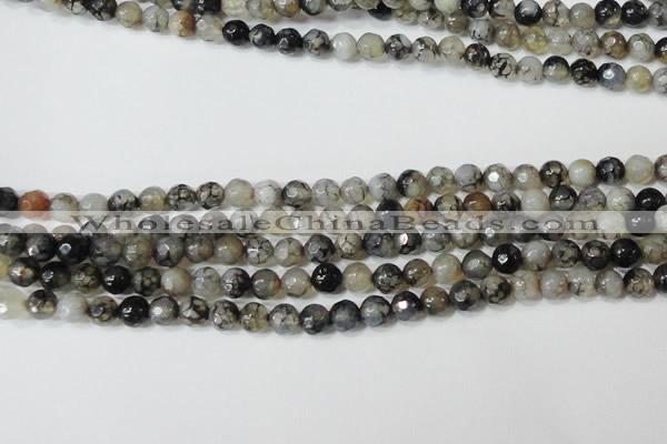 CAG4600 15.5 inches 4mm faceted round fire crackle agate beads