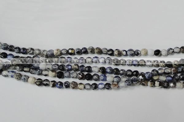 CAG4602 15.5 inches 4mm faceted round fire crackle agate beads