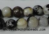 CAG4613 15.5 inches 6mm faceted round fire crackle agate beads