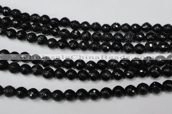 CAG4658 15.5 inches 8mm faceted round fire crackle agate beads