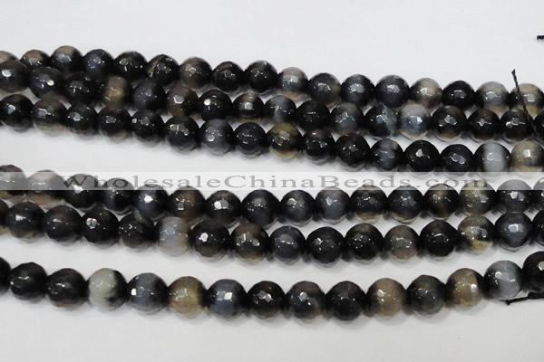 CAG4659 15.5 inches 8mm faceted round fire crackle agate beads