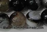 CAG4662 15.5 inches 10mm faceted round fire crackle agate beads