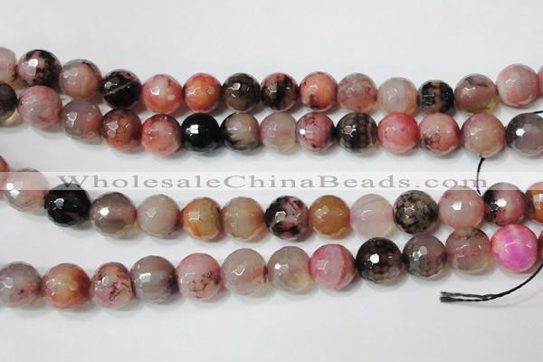 CAG4665 15.5 inches 10mm faceted round fire crackle agate beads