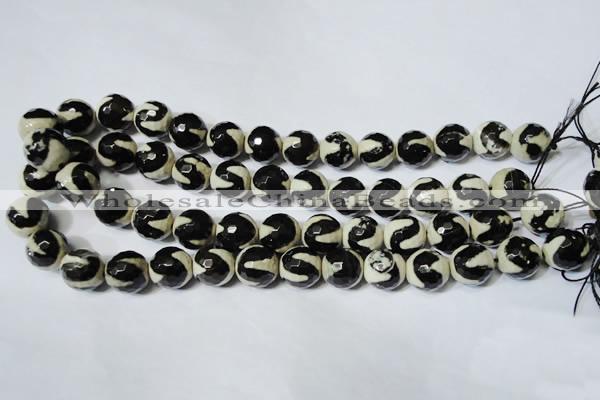 CAG4675 15.5 inches 14mm faceted round tibetan agate beads wholesale