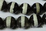 CAG4679 15.5 inches 14mm faceted round tibetan agate beads wholesale