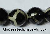 CAG4685 15.5 inches 18mm faceted round tibetan agate beads wholesale