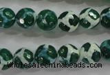 CAG4691 15.5 inches 10mm faceted round tibetan agate beads wholesale