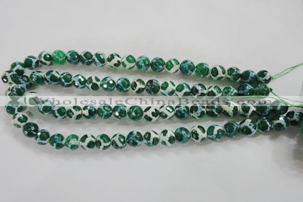 CAG4691 15.5 inches 10mm faceted round tibetan agate beads wholesale