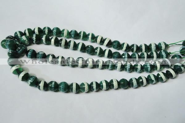 CAG4696 15.5 inches 10mm faceted round tibetan agate beads wholesale