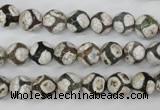 CAG4705 15 inches 8mm faceted round tibetan agate beads wholesale