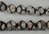 CAG4706 15 inches 10mm faceted round tibetan agate beads wholesale